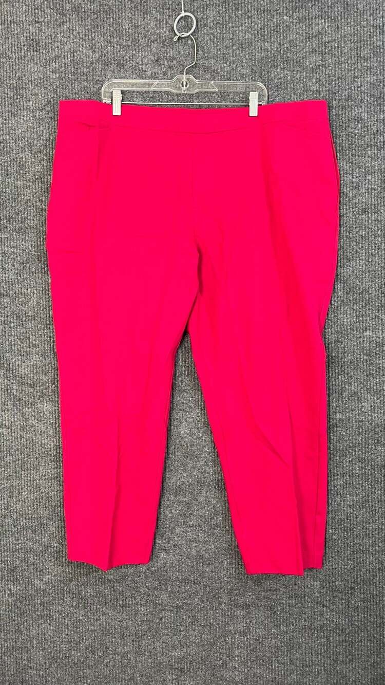 Susan Graver Pants Womens Plus 3X Pink Pull On Ponte Knit Slim Leg Office Mature